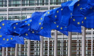 EU flags outside European Commission